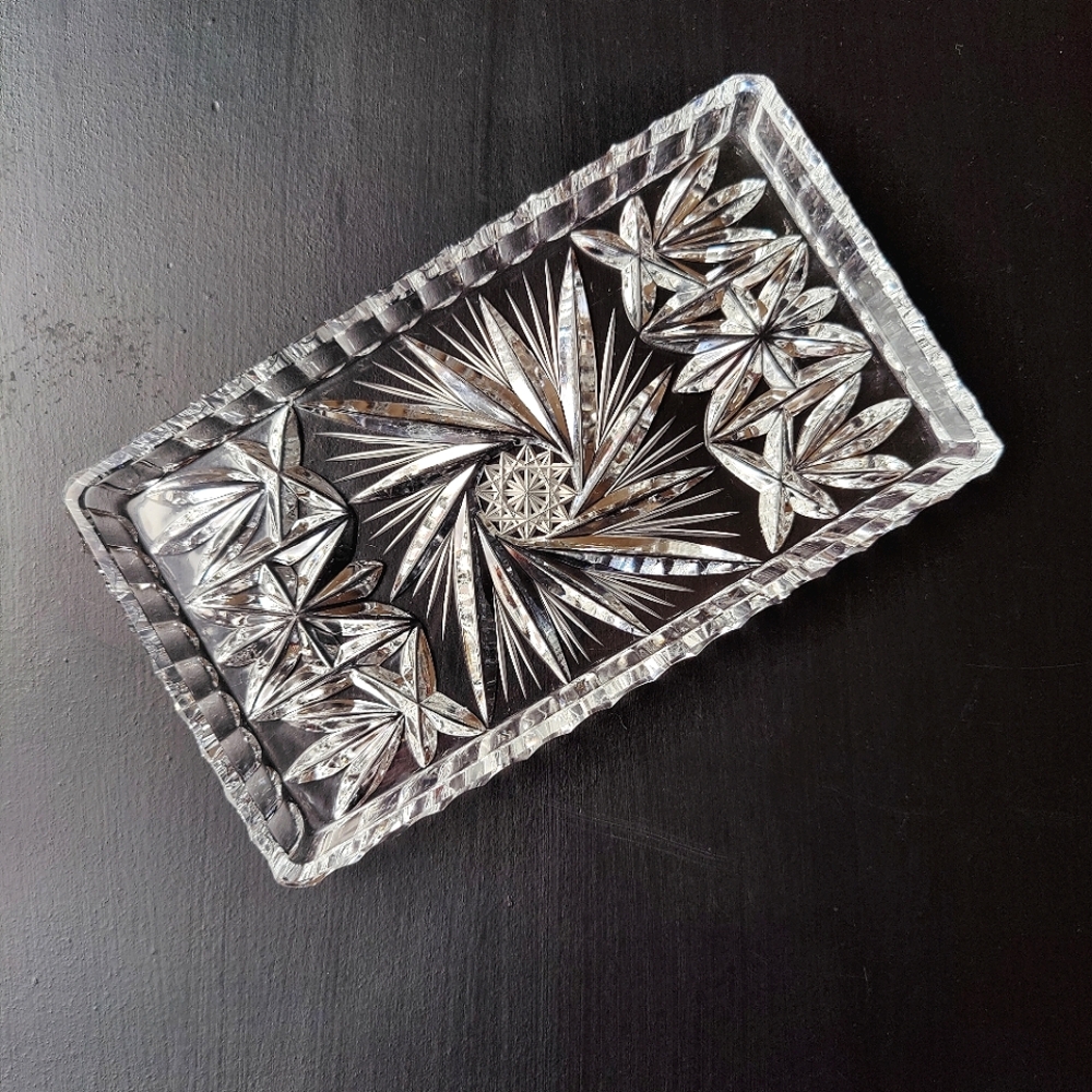 Vintage | Bohemian Crystal | Pinwheel Cut Crystal Tray